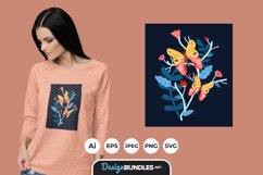 Butterfly and Flowers Illustration for T-Shirt Design Product Image 1