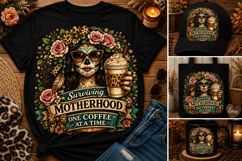 Surviving Motherhood One Coffee at a Time PNG | Funny Skull Product Image 1