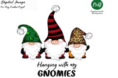Gnome Christmas Sublimation clip art, hanging with my gnomie Product Image 1