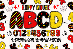Happy Mouse Alphabet Clipart, happy mouse letters doodle Product Image 1