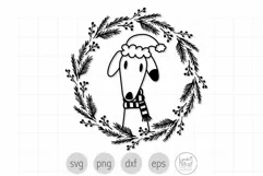 Christmas Dog in Wreath SVG, Winter Dog SVG Product Image 1