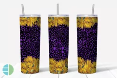 Skinny Tumbler Sublimation Design - Sunflower Leopard Print Product Image 4