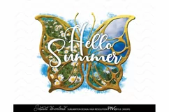 Hello Summer png butterfly png Butterfly sublimation, flower Product Image 4