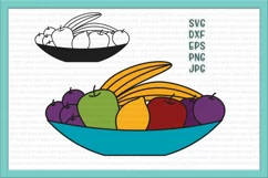 Bowl with fruits colored layered svg dxf png to print cut Product Image 1