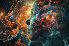 Cosmic fusion abstract human and universe art Product Image 1