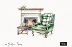 Watercolor Farmhouse Fireplace Clipart | Farmhouse Clipart Product Image 1