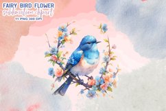 Fairy Bird Flower Watercolor Clipart Product Image 4