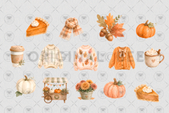 Cozy Fall Sweater Watercolor Clipart Product Image 3