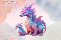 Mom&amp;Baby Fantasy Creature Watercolor Clipart - 10 Variations Product Image 5