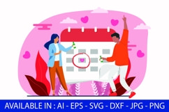 Valentine Calendar Couple Flat Illustration Graphic Product Image 2