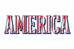 Bold word "AMERICA" with red and white vertical stripes Product Image 1