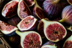 Fresh cut figs in basket closeup Product Image 1