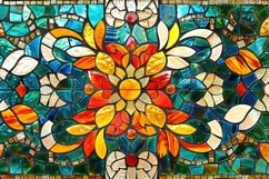 Stained Glass Exquisite Flower Background Wallpaper Product Image 1