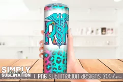 Neon Leopard RN Nurse 20 oz Tumbler Wrap| Png Product Image 2