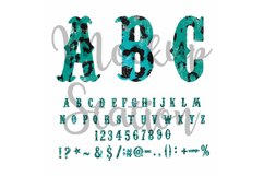 Turquoise Cheetah Alphabet PNG, Leopard Letters Sublimation Product Image 1