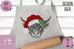 Santa Highland cow | paper cutting | highland cow svg Product Image 7