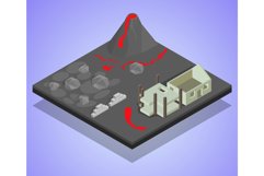 Catastrophe concept banner, isometric style Product Image 1
