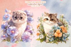 Floral Cat Watercolor Sublimation Clipart Product Image 4