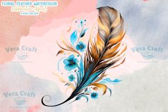 Floral Feather Watercolor Clipart Product Image 4