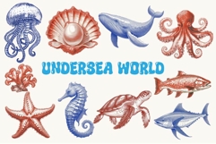 Undersea World vintage style. Collection of underwater world Product Image 1