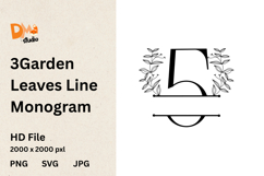 3Garden Leaves Line Monogram Product Image 1