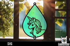 Suncatcher Car Charm Unicorn SVG, Hanging Ornament SVG Product Image 1