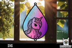Suncatcher Car Charm Unicorn SVG, Hanging Ornament SVG Product Image 1