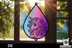 Suncatcher Car Charm Unicorn SVG, Hanging Ornament SVG Product Image 1