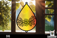 Suncatcher Car Charm Flowers SVG, Hanging Ornament SVG Product Image 1