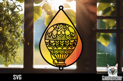 Suncatcher Car Charm SVG, Air balloon Ornament SVG Product Image 1