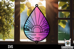 Suncatcher Car Charm sunset SVG, Sun Ornament SVG Product Image 1