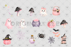 Pink Halloween Ghost Clipart Product Image 3