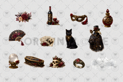 Dark Academia Gothic Halloween Clipart Product Image 3