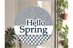 Hello Spring Door Hanger Round Laser Cut Product Image 1