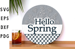 Hello Spring Door Hanger Round Laser Cut Product Image 2