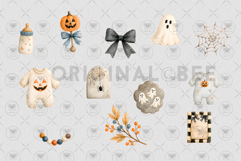 Baby Halloween Watercolor Clipart Product Image 3