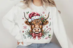 Coquette Christmas Highland Cow PNG Designs Product Image 3