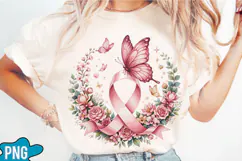 Pink Ribbon Butterfly Sublimation Product Image 1
