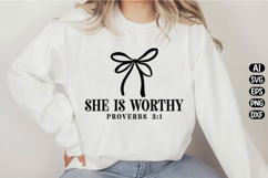 She is Worthy Bow Svg Design Product Image 3