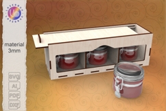 Triple gift box with window and lid, laser cut SVG file Product Image 1
