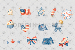 4th of July Watercolor Clipart Product Image 3