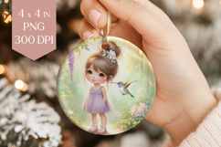 Spring Girl &amp; Hummingbird PNG Ornament Product Image 1