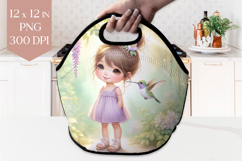 Hummingbird and Girl Lunch Bag PNG Product Image 1