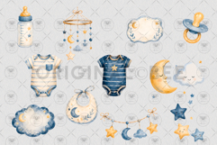 Moon &amp; Stars Baby Clipart Product Image 3