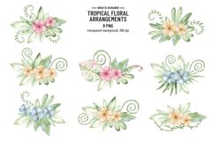 Watercolor Dinosaur Clipart. Cute animals, tropical floral. Product Image 3