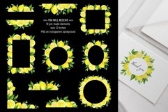 Watercolor lemon frame, wreath, border set. Tropical clipart Product Image 3