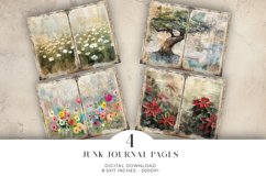 Watercolour Flowers Junk Journal Digital Paper Bi-fold Product Image 1