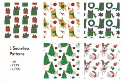 Christmas Kitties - Festive Cats Line Art Clip art & Pattern Product Image 11