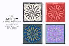 Boho Paisley Bandana Scarf Monochrome Digital Papers Product Image 2