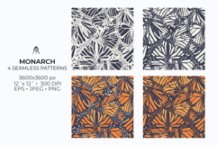 Hand Drawn Monarch Butterfly Seamless Digital Papers Vector Product Image 3